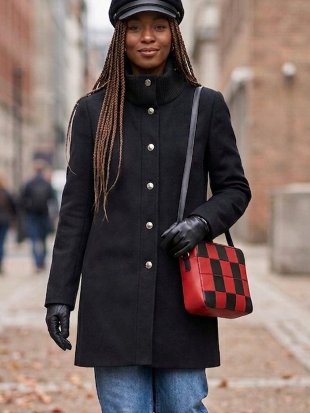 RARE! Black Votre Nom classic heavy wool luxury car coat